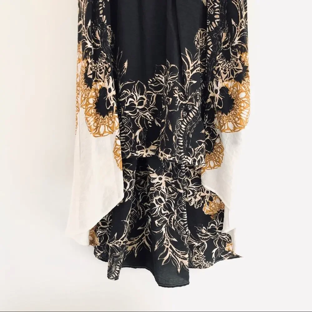 FREE PEOPLE Vintage Y2K Open Lace Back High Low Tank Mini Tea Sundress Size XS